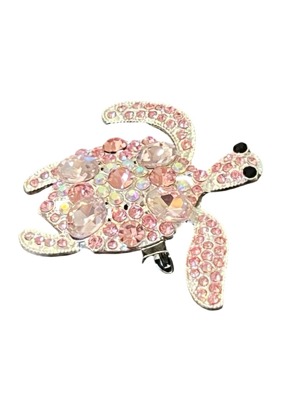 Pink Crystal Sea Turtle Brooch - Sparkling Pink Turtle Pin FINAL PRICE DROP